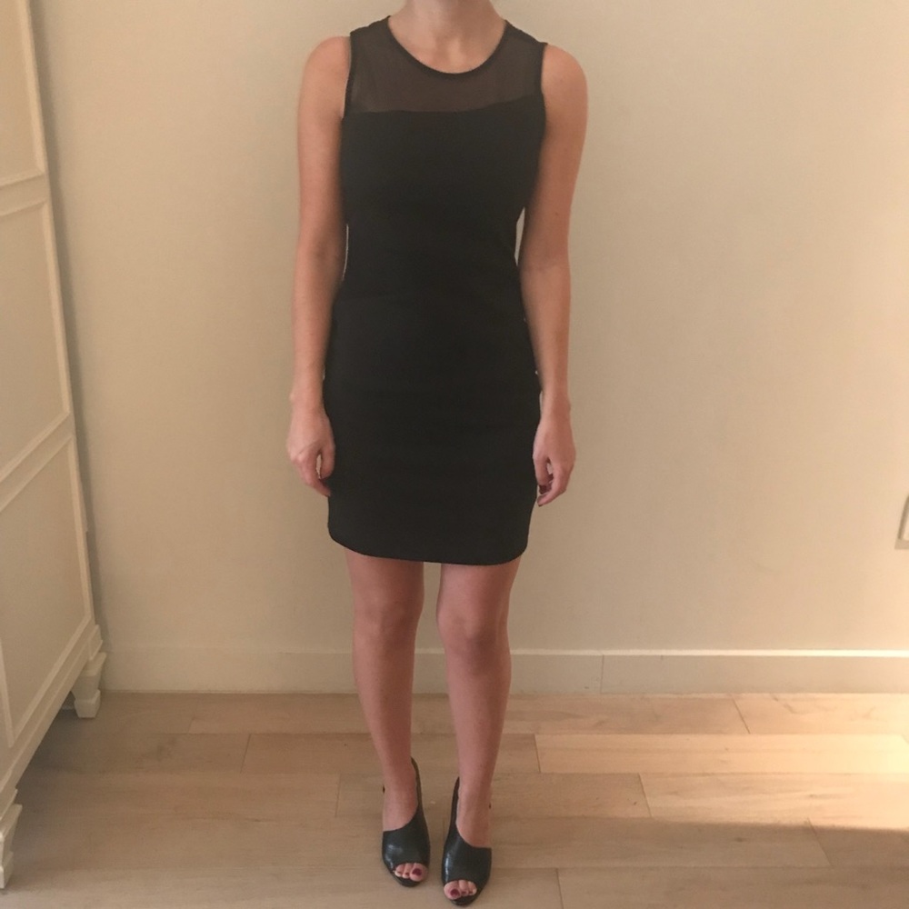 New with Tags Fitted LBD with Sheer Mesh Neckline